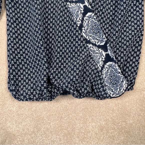 Knox Rose Blue Long Bell Sleeves Tie Cross Front elastic‎ bottom Blouse women XS - Picture 4 of 10